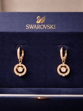 Swarovski Rose Gold Crystal Hoop Drop Earrings